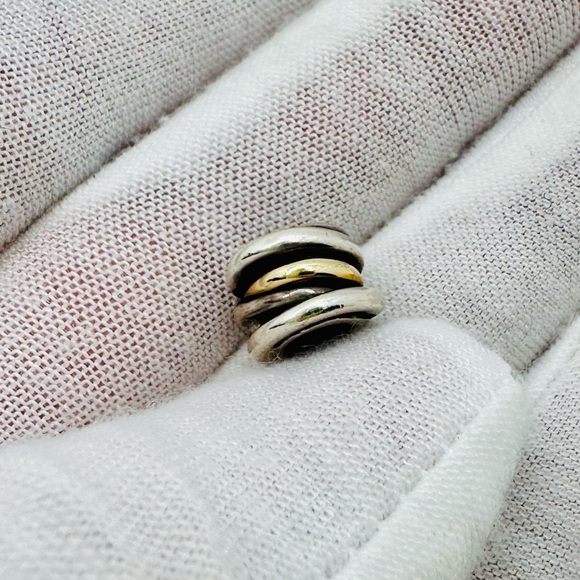 EUC Pandora 790153 Sterling Silver & 14k Yellow Gold Ring Cluster Charm - Picture 7 of 17